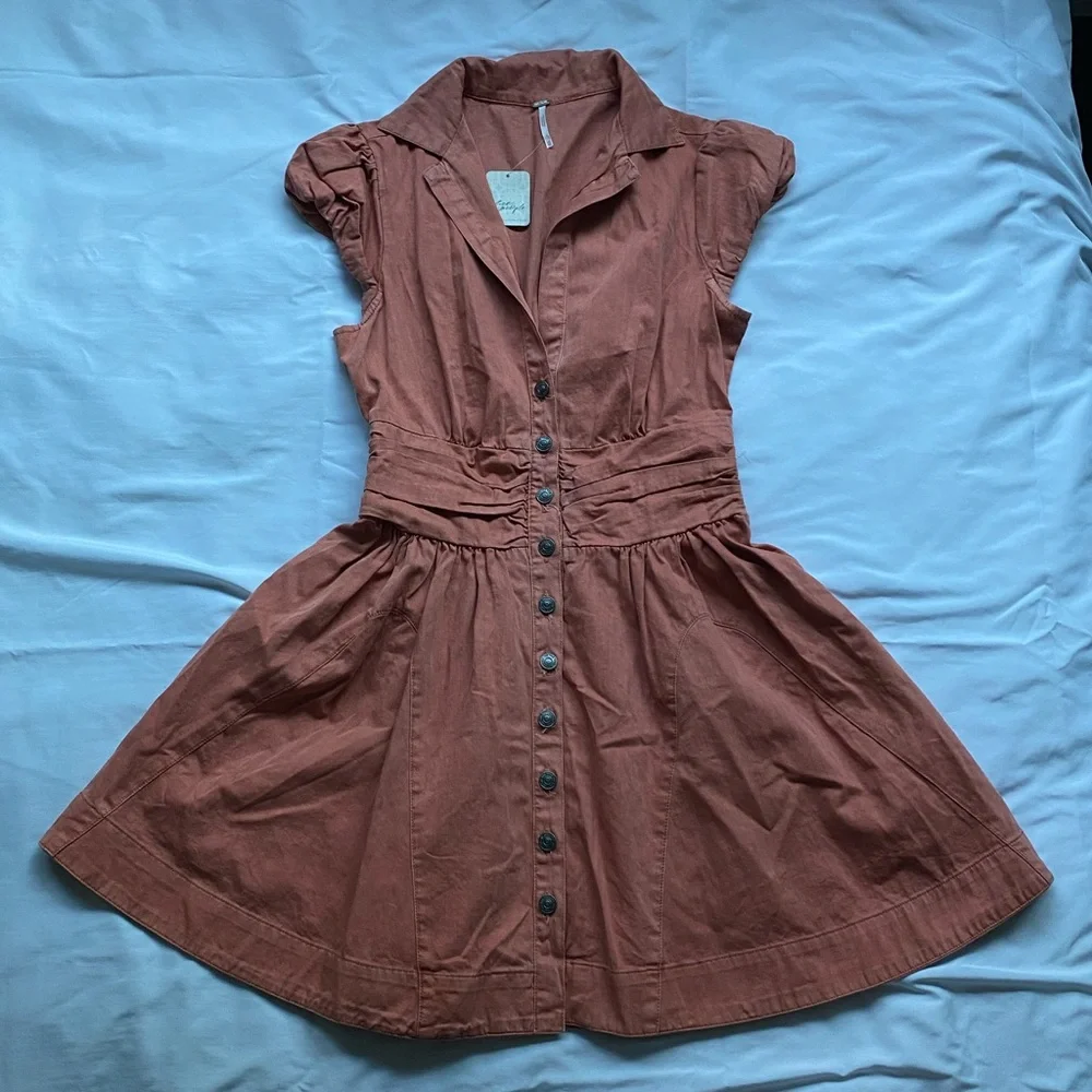 Free People CHESTER MINI DRESS IN LIGHTEST ROSE - Picture 3 of 14